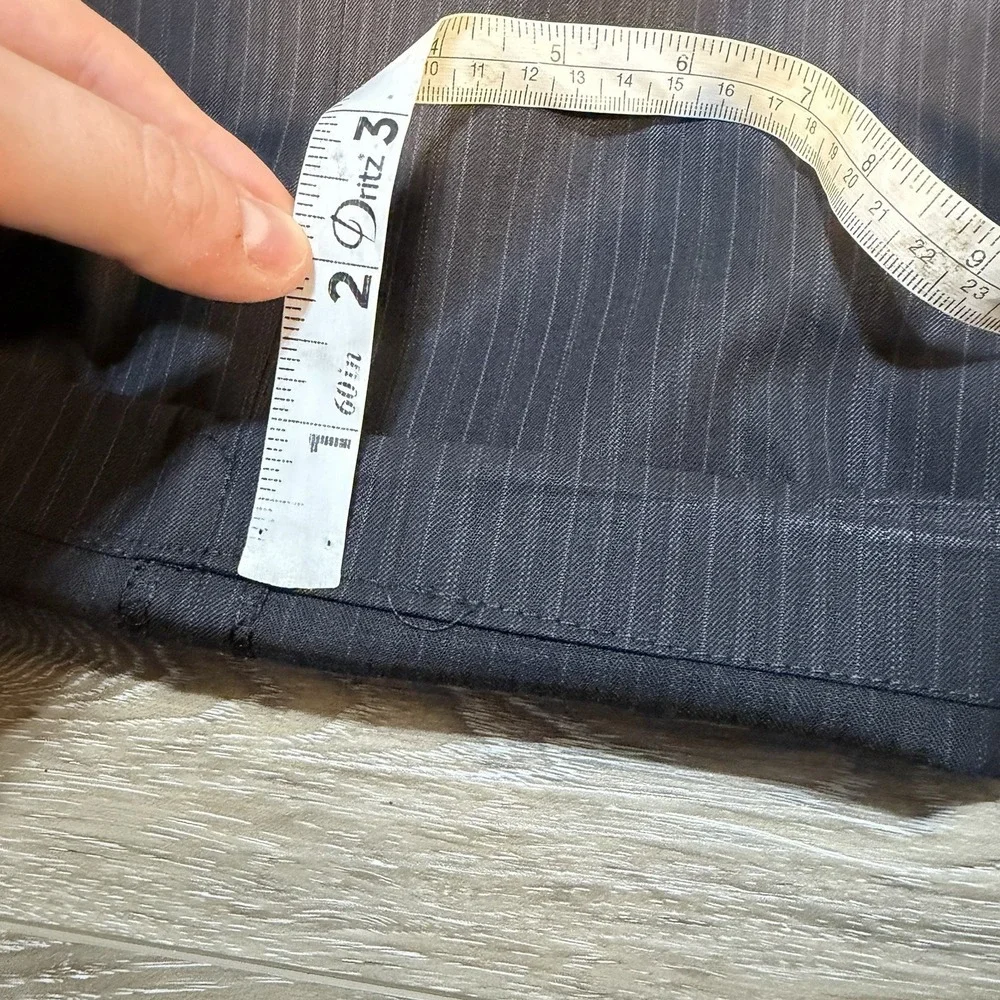 Mens Oscar De La Renta Black Wool Pinstripe Suit Sz 42R Blazer‎ 36x30 Pants